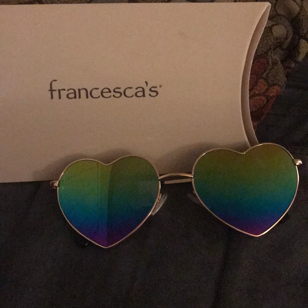 Rainbow tinted heart shaped sunglasses- francescas